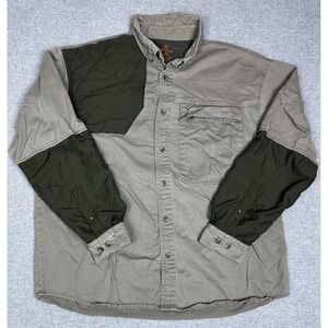 Game Winner Hunting Shirt Mens XL Khaki Olive Quilted Shooting Patch Reinforced